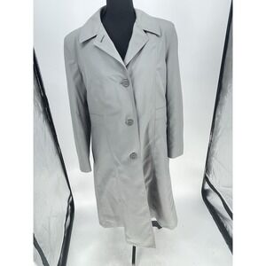 Vintage Misty Harbor Womens Trench Coat Belted Detachable Lining Size 16P Gray